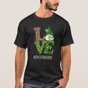 T-shirt FACS Teacher Love St Patricks Day Gnome Leopard Sh