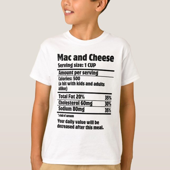 T-shirt Fact de la nutrition du fromage Mac.w (Devant)