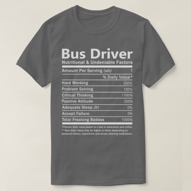 T-shirt Facteurs nutritionnels et indéniables du conducteu (Design devant)