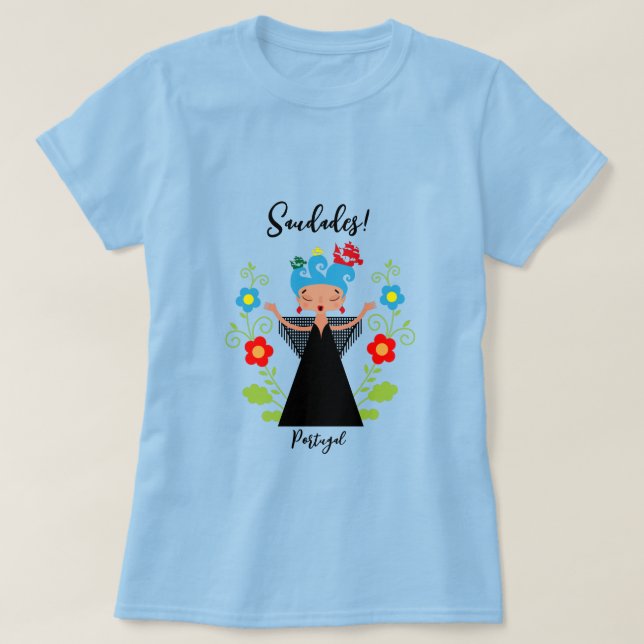 T-shirt Fado chanteuse avec caravelle portugaise (Design devant)