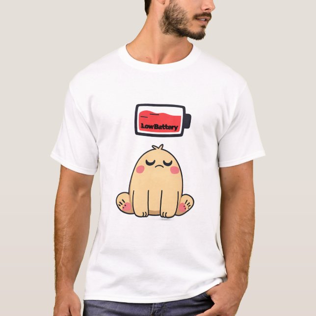 T-shirt Faible humeur de batterie - Drôle Doodle comique (Devant)