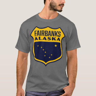 T-shirt Fairbanks Alaska Retro Shield jaune