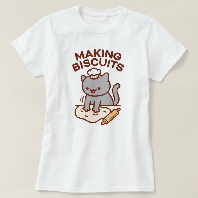 T-shirt FAIRE BISCUITS Drôle Chat (Design devant)