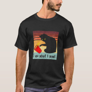 T-shirt Faire Ce Que Je Veux Vintage Chat Rouge Coupe Drôl