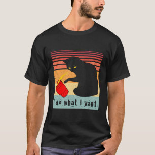 T-shirt Faire Ce Que Je Veux Vintage Chat Rouge Coupe Drôl