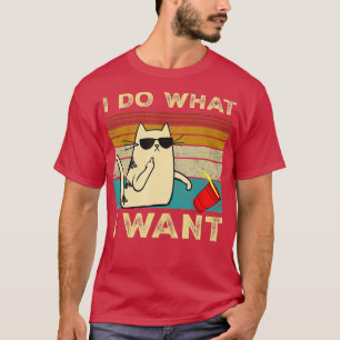 T-shirt Faire Ce Que Je Veux Vintage Chat Rouge Coupe Drôl