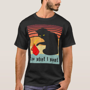 T-shirt Faire Ce Que Je Veux Vintage Chat Rouge Coupe Drôl