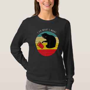 T-shirt Faire Ce Que Je Veux Vintage Chat Rouge Coupe Drôl
