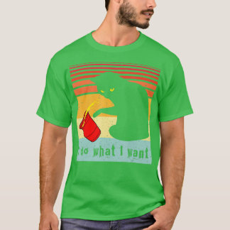 T-shirt Faire Ce Que Je Veux Vintage Chat Rouge Coupe Drôl