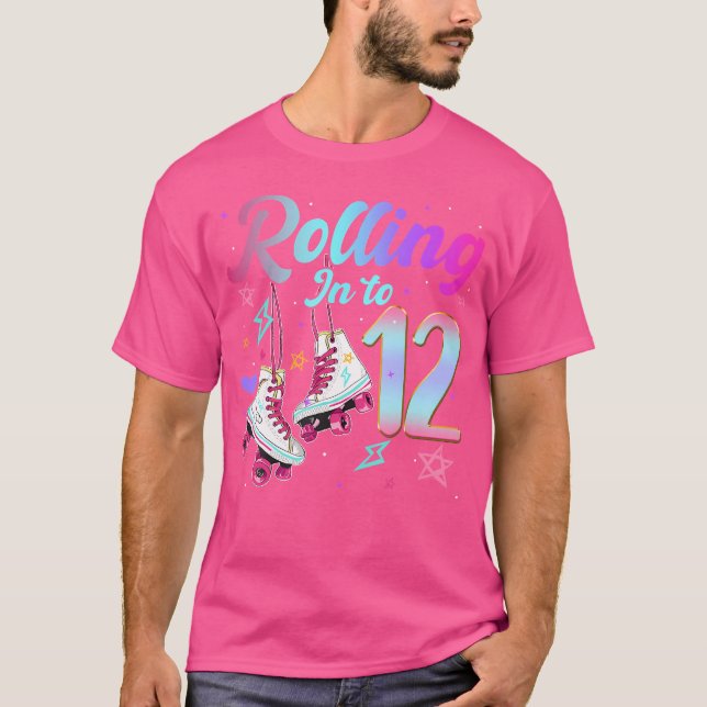 T-shirt Faire du Roller à 12 Ans Fille Roller Skate 12Ème  (Devant)