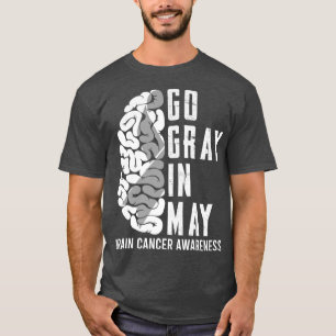 T-shirt Faire Gris Ruban En Mai Cerveau Cancer Tumeur Sens