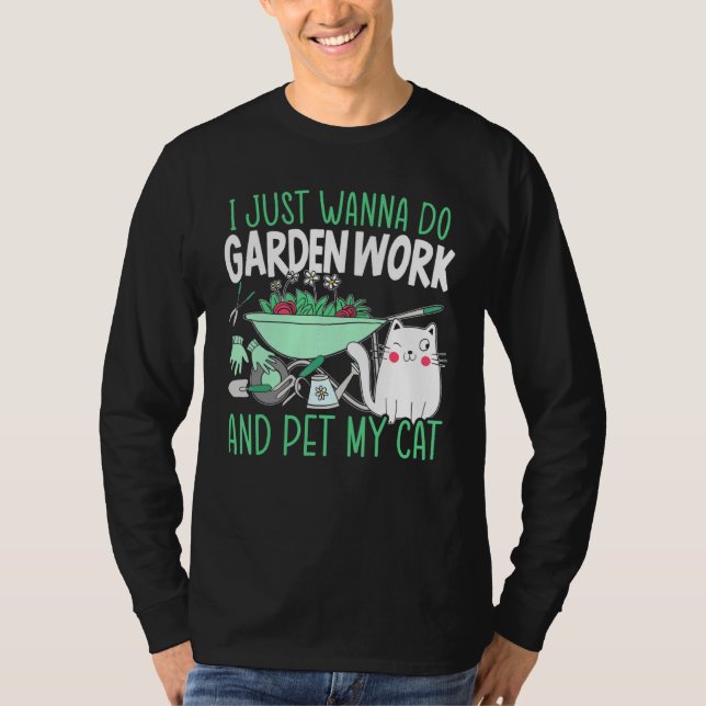 T-shirt Faire Jardin Et Animer Mon Chat Outils De Jardinag (Devant)