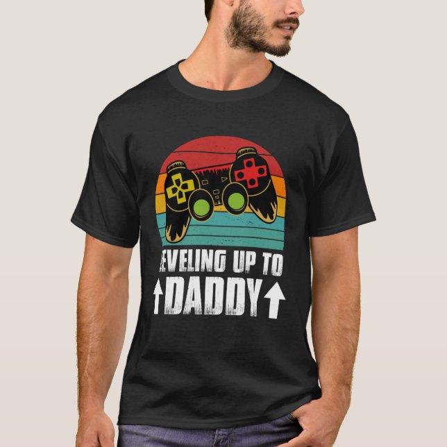 T-shirt Faire-part De Grossesse Pour Gamer Papa Leveling (Devant)