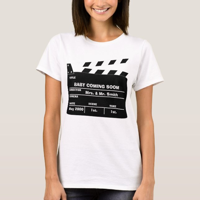 T-shirt Faire-part fait sur commande de grossesse (Devant)