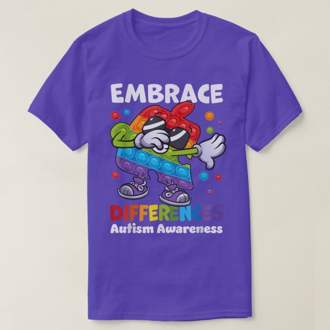 T-shirt Faire place aux différences Autisme Dabbing Puzzle (Design devant)