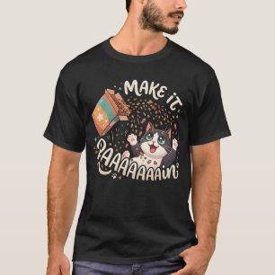 T-shirt Faire pleuvoir de la nourriture, drôle, chat en sm