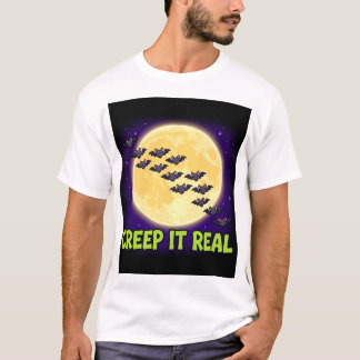 T-shirt Faire Réel Chauves-Souris Lune Halloween
