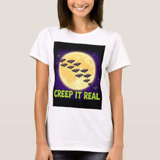 T-shirt Faire Réel Chauves-Souris Lune Halloween