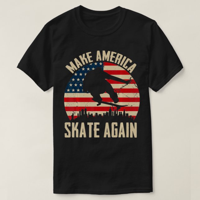 T-shirt Faire revivre l'Amérique Skate Again Drapeau améri (Design devant)