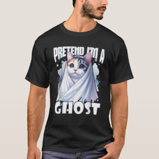 T-shirt Faire semblant d'être un ghost drôle Chat costume