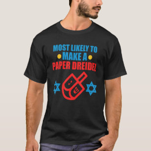 T-shirt Faire Un Papier Dreidel Juif Hanoukka Famille Juiv