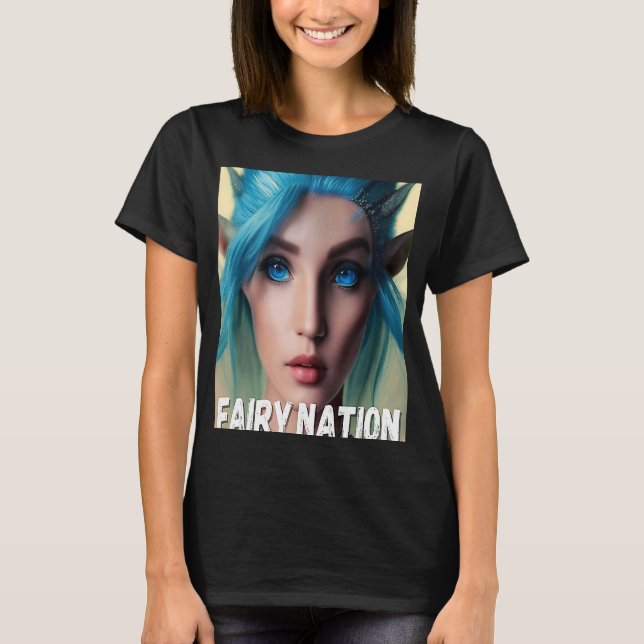 T-shirt Fairy Blue Haired Elf Fay Pixie Elfin (Devant)
