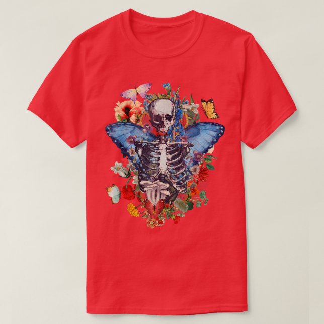 T-shirt Fairy Grunge Papillon Wing Skeleton Fairycore Aes (Design devant)