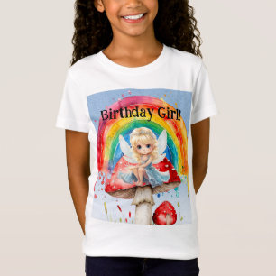 T-Shirt Fairy Mushroom Paint Rainbow Girl Anniversaire