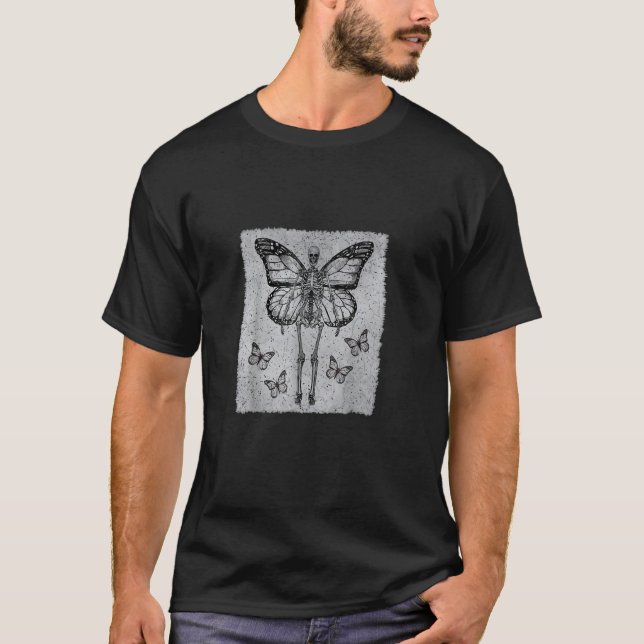T-shirt Fairycore Aesthetic Gothic Butterfly Skeleton Fair (Devant)