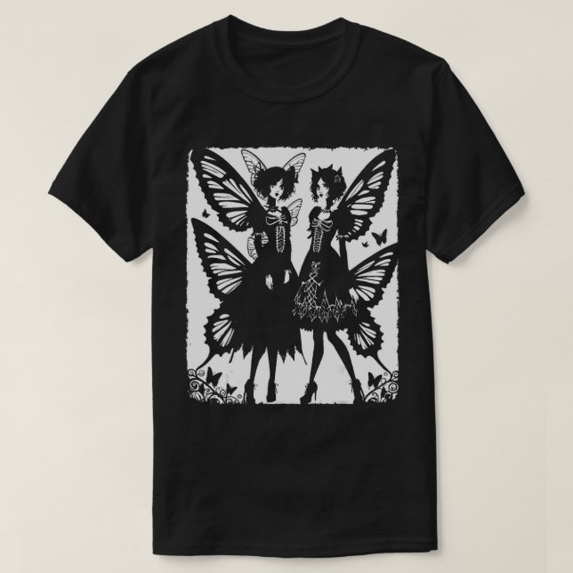 T-shirt Fairycore Esthétique Squelette Fée Goth Gothique G (Design devant)