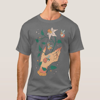 T-shirt Fairycore Mystical Imaginaire Flower Natur Cottage
