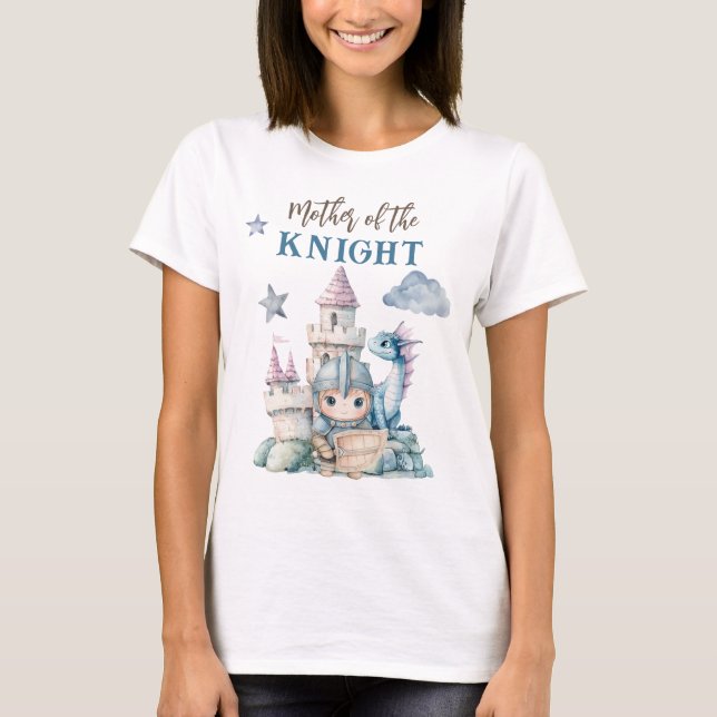 T-shirt Fairytale Dreamy Dragon Blue Knight Baby shower (Devant)