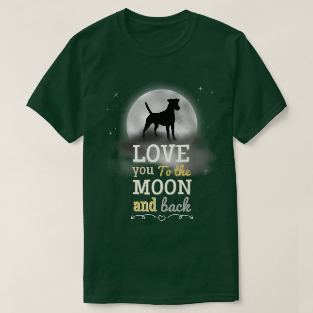 T-shirt Faisant L'Amour Du Chien Terrier À La Lune (Design devant)