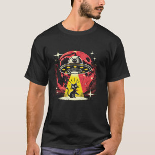 T-shirt Faisceau rétro d'alien UFO Chat Abduction Espace C