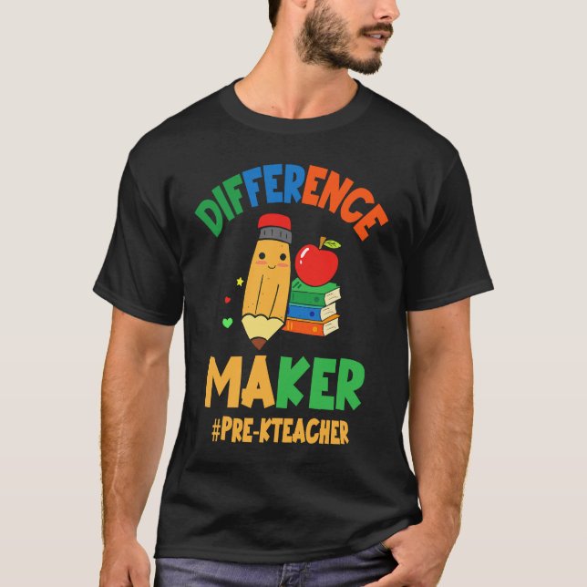 T-shirt Faiseur de différence #Prek kEnseignant Enseignant (Devant)