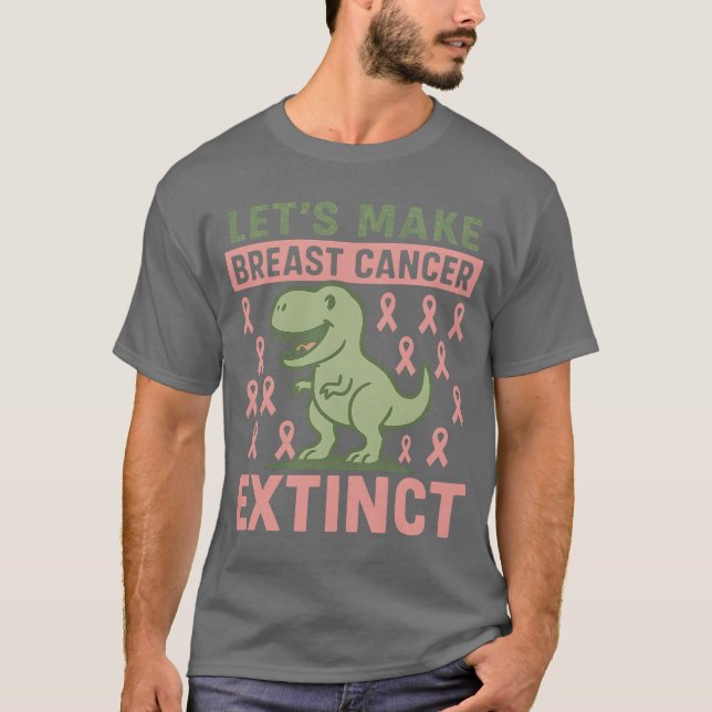 T-shirt Faisons disparaître le cancer du sein Pink Dinosau (Devant)