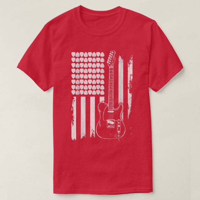 T-shirt Faisons du Rock Rock n Roll Guitare Rétro Drapeau  (Design devant)