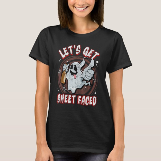 T-shirt Faisons face à la feuille - Drôle Halloween Ghost  (Devant)