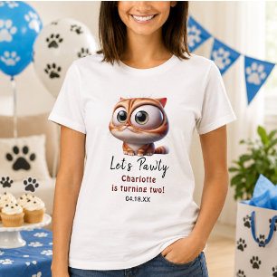 T-shirt Faisons la fête ! 2e anniversaire de chat mignon