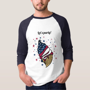 T-shirt Faisons la fête ! Bleu rouge glacé cône