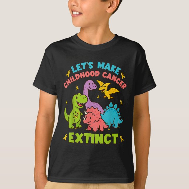 T-shirt Faisons porter le cancer de l'enfant Dinosaures di (Devant)