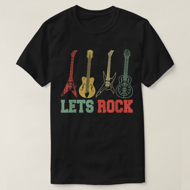 T-shirt Faisons Rock Rock And Roll Guitare Rétro (Design devant)