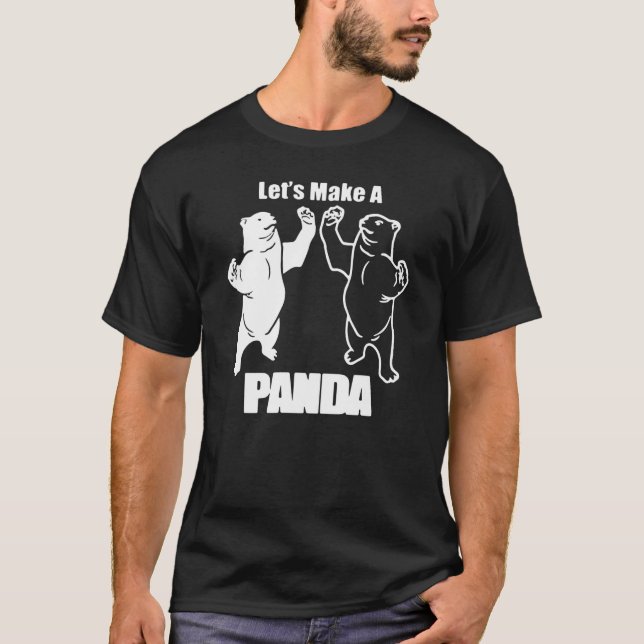 T-shirt Faisons un panda noir et blanc poitrine d'ours pol (Devant)