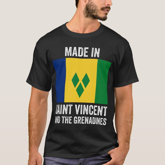 T-shirt Fait à Saint-Vincent-et-les Grenadines // Drapeau (Devant)