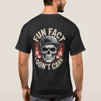 T-shirt Fait amusant Je m'en fiche Flammes Crâne Hommes