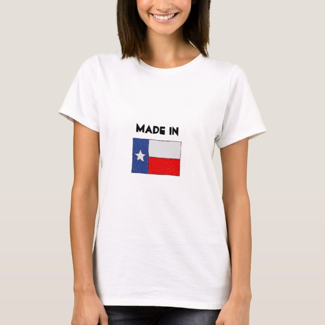 T-shirt Fait au Texas. Drapeau du Texas (Devant)