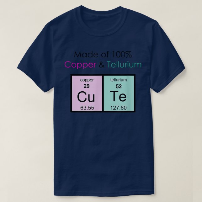 T-shirt Fait de 100 Cutetshirt Cuivre et Tellurium Cu Te (Design devant)
