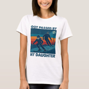 T-shirt Fait du pédalage par ma fille en ski Rétro Drôle P