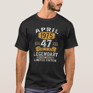 T-shirt Fait En 1975 47 Ans Cadeau Avril 1975 47E Oiseau