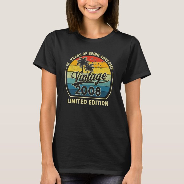 T-shirt Fait En 2008 15ème Anniversaire 15 Ans (Devant)